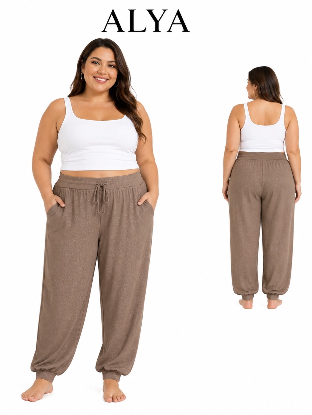 Francesca’s ALYA Brown Gold Thread Sweatpants 2X NWT